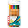 Micropunta/Felpa, Point 88, Punta Fina  0.4 mm, Estuche x 10 Unds. 10 Colores Básicos Surtidos